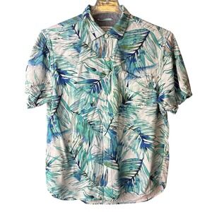 Tommy Bahama Veracruz Cay Shirt Mens Medium Blue Tropical Button Up Viscose